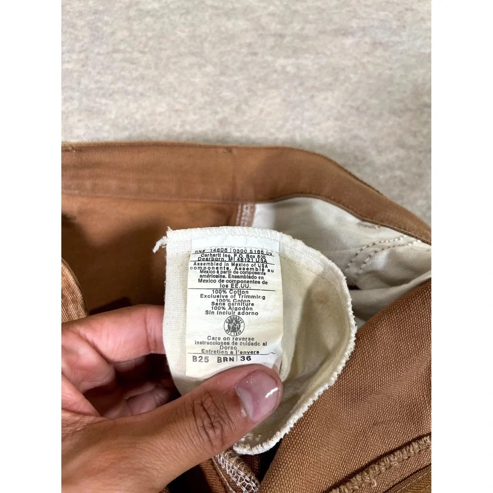 Carhartt Washed Duck Work Carpenter Shorts Mens 36 Brown Cotton Logo High Rise